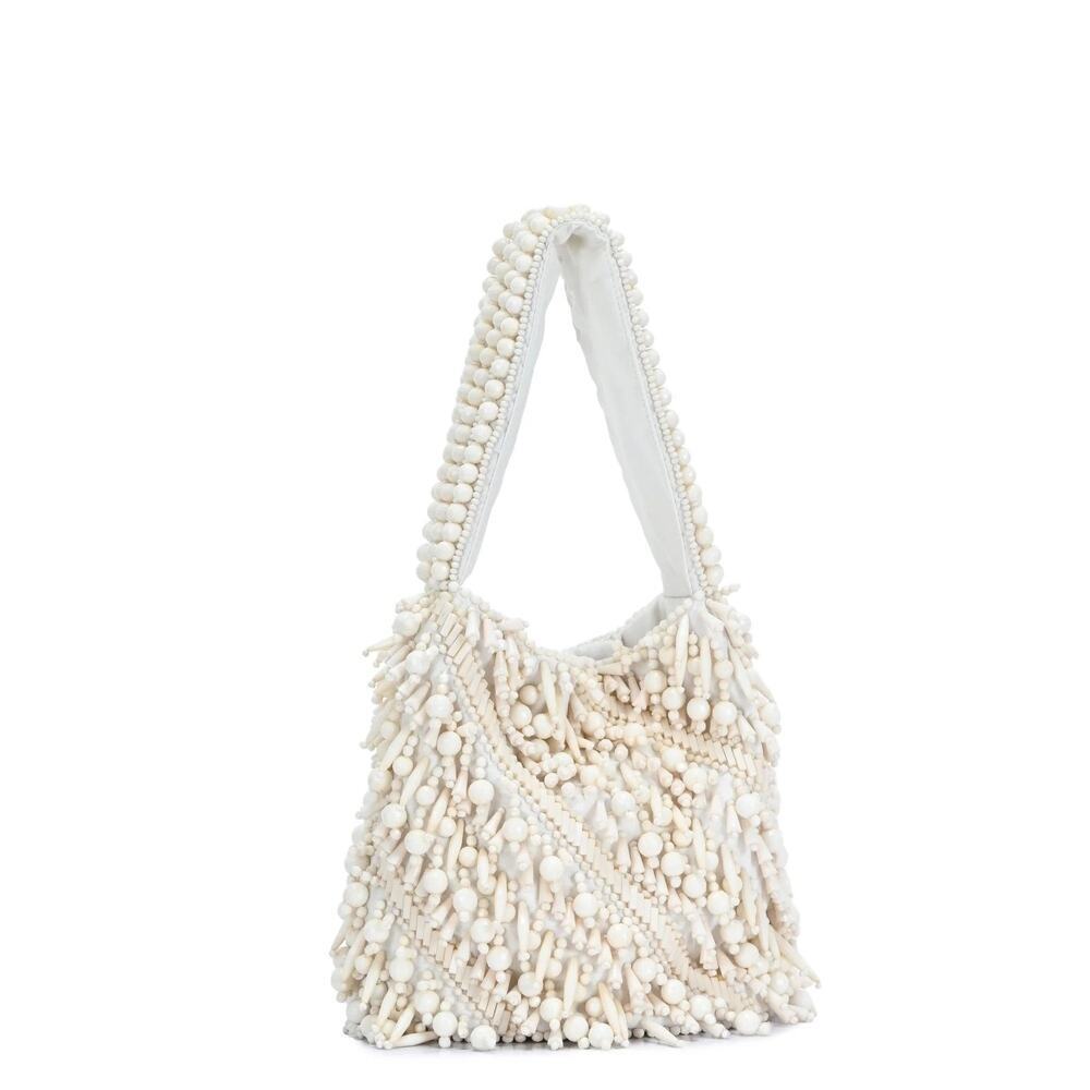 Antik Kraft White Meera Beaded Shoulder Handbag NWT